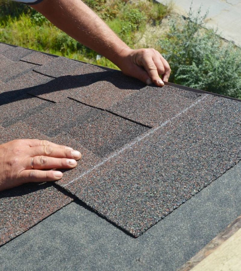 professional laying new material on roof